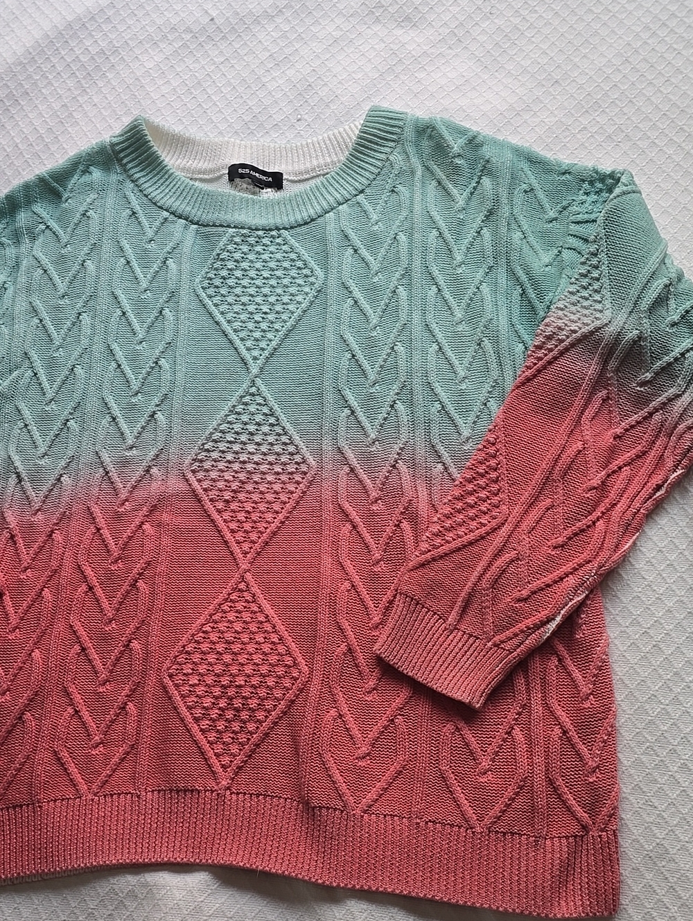 525 America Ombre Cable Knit Cotton Sweater XL